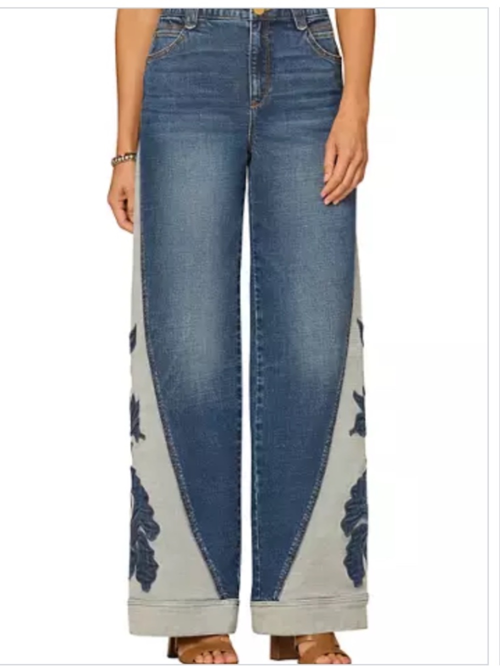 Democracy Women's Skyrise Appliqué Flare Jeans New with Tags size 12 - Picture 9 of 10